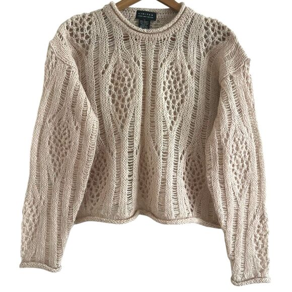 Limited Y2K Mohair Open Knit Crop Sweater S Oversized Boxy Soft Girl Grunge 90s - Picture 1 of 9